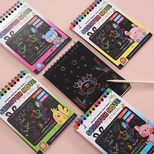 Children's Colorful Diy Scratch Painting Book, Kindergarten Art Scratch Paper With Graffiti And Fun School, Student,Stationery,School Supplies How To Draw Book,Kids Wrapping Paper,Teaching Supplies Random Colors and Styles