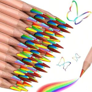 12pcs Colorful Pencil Set, Rainbow Colored Pencils For Students & Artists, Ideal For Sketching And Drawing, Professional Coloring Pencils For Artwork Multicolor