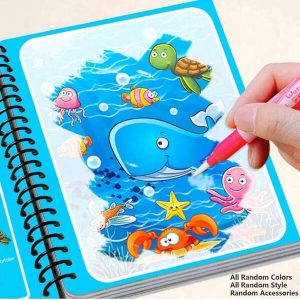 1PC Magic Water Painting Book Montessori Reusable Coloring Magic Water Drawing Book Education Book(All Accessories Are In Random Colors And Styles)Office, School, Drawing,Student,Markers,Stationery,Boys,Girls,School Supplies School Supplies Halloween Decoration Multicolor