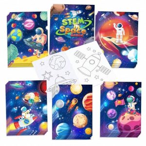 Outer Space Planet DIY Coloring Book, Cartoon Doodle And Drawing Sketchbook, Perfect For Boosting Kids' Creativity, Fun And Engaging Art Activity Book For Children Multicolor