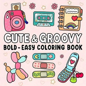 Deluxe Edition Cute & Fashionable Coloring Book - 22 Thick Pages, 8x8 Inch | Stress Relief & Anxiety Therapy For Teens & Adults | Ideal Gift For Valentine's Day, Christmas, Halloween, New Year, Back To School, Birthday 1pc