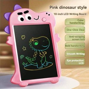 1pc 10"/12" Dinosaur Drawing Board, Kids Toys For Boys Girls, LCD Writing Tablet, Color Screen Doodle Pad, Writing Board, Educational Christmas Birthday Gift, Learning Board Multicolor